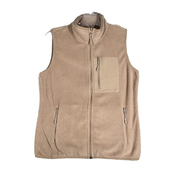 Telluride Clothing Co Khaki Tan Mock Neck Full Zip Front Fleece Vest NWT Size XL - Picture 1 of 7